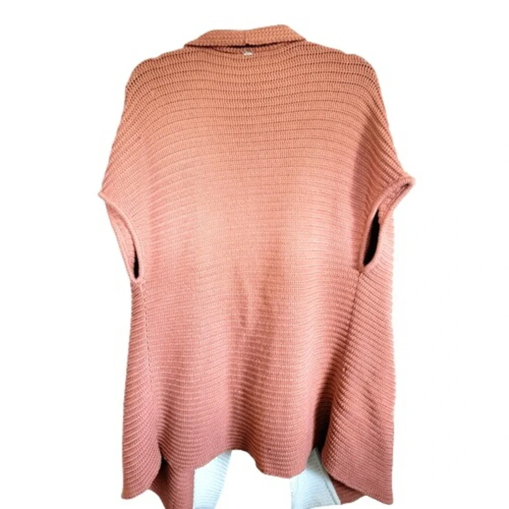 St John L Peach Pink Silk Blend Ribbed Knit Open Front‎ Cardigan Vest Large